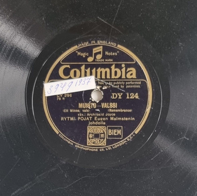 Savikiekko 1937 - Rytmi-Pojat - Columbia DY 124