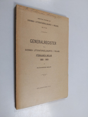 Alexander Boldt : Generalregister till Svenska litteratur...