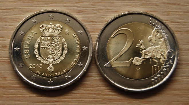 2 Euro Espanja 2018, 50. syntymäpäivä kuningas Filipe VI