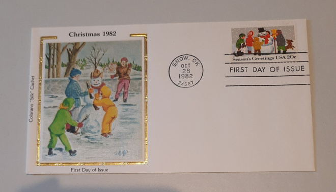 USA FDC Christmas 1982 Colorano "Silk"