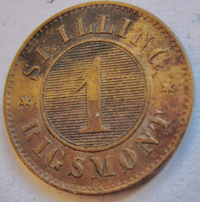 Tanska Denmark 1 Skilling Rigsmont 1867