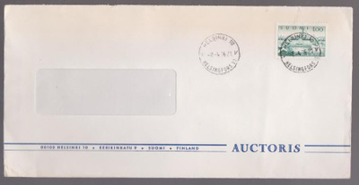 HELSINKI 10 8.4.76 LEIMA KUORI M63 1MK HELSINKI AUCTORIS FIR