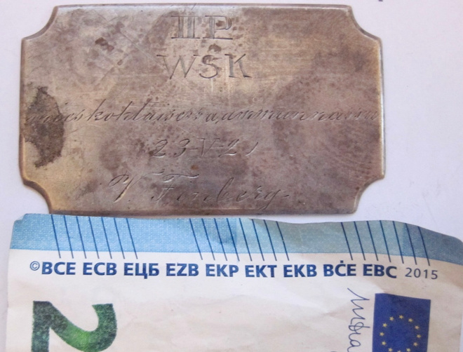 VANHA Palkintolaatta WSK Suojeluskunta Ammunta 1921