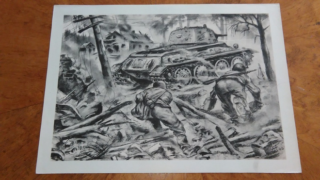 Jatkosota Panssarivaunu Tankki Sotapiirros Lindeberg 1942
