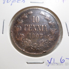 10 penniä 1907 vähän kulunut mutta   reuna karheutta   . - pikkukuva 5