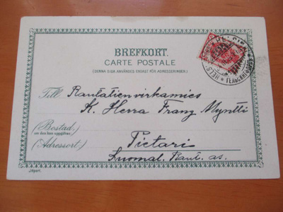 1903 Hki kortti Pietarin Suomen asemalle