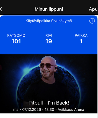 Pitbull 7.12. lippu