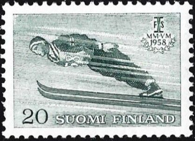 1958 Hiihdon MM-kisat Mäkihyppy 20 mk ** LaPe 489