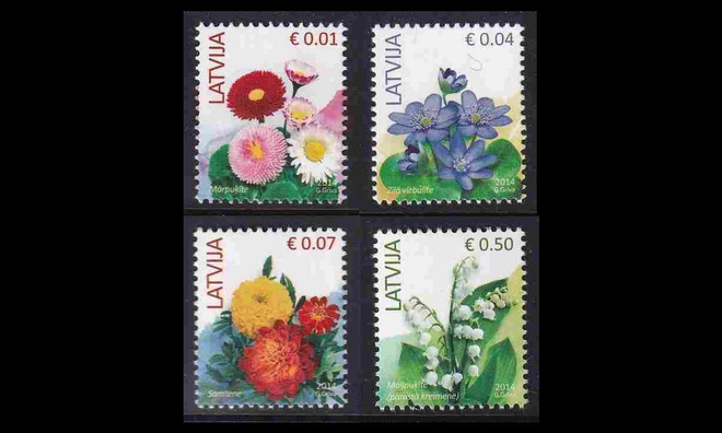 Latvia 899-902 ** Käyttösarja kukkia -14 (2014)