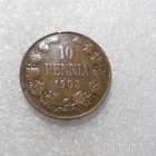 10 penniä 1905 kulkematon tasaisesti patinoitunut, - pikkukuva 3