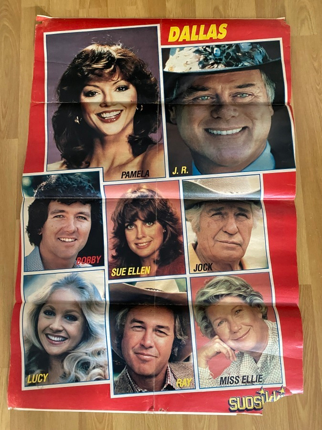 Dallas juliste ja JR tarra