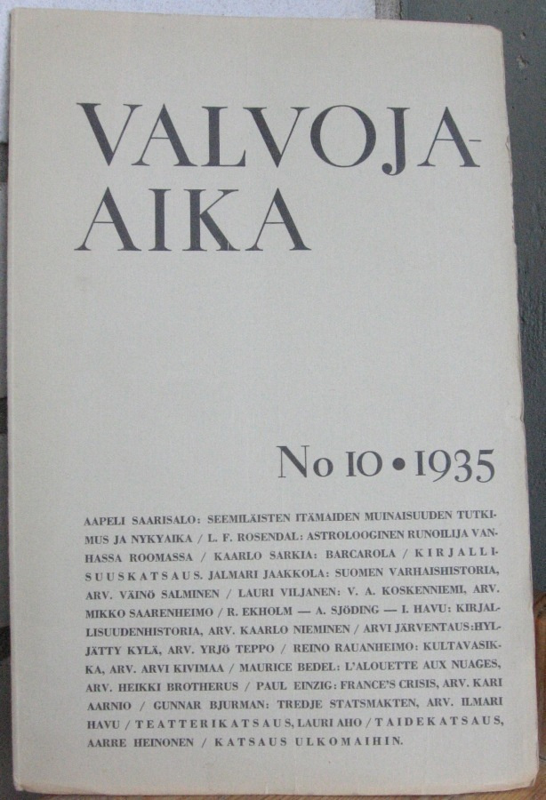 Valvoja-Aika No 10/1935. Ss. 451-504.