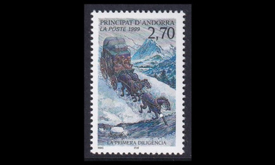 Andorra Fr 537 ** Postihistoria hevosvaunut (1999)