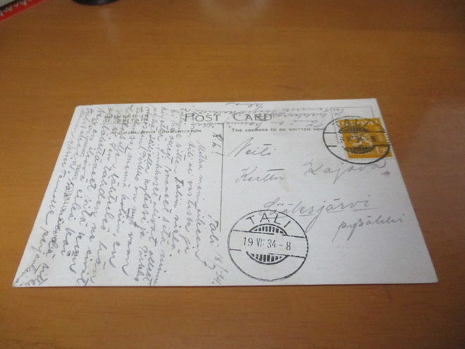 1934 Tali kortti os Sääksjärvi pysäkki