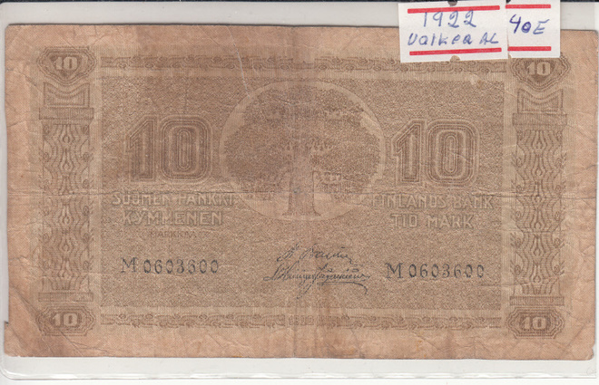 10 mk 1922 ilman litt  vaikea allek pari Ba 2-his   kl 4
