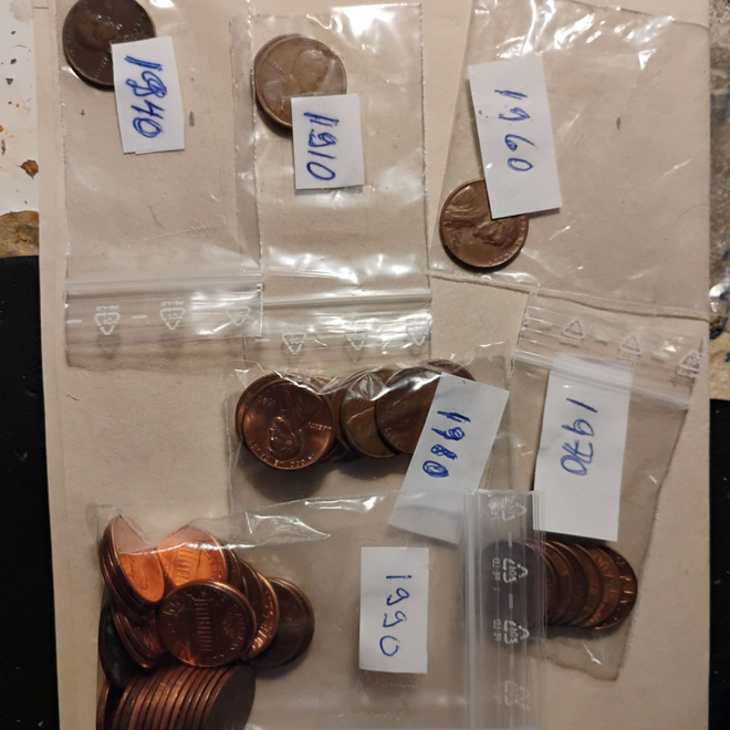 USA. One cent. Eri vuosikymmeniltä.
