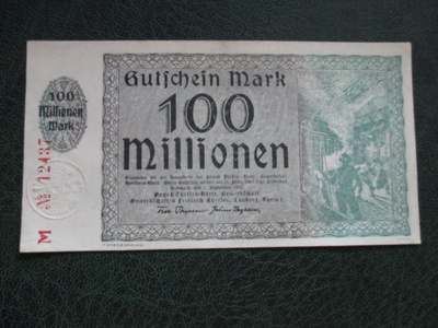GERMANY 100 MILJ. MARK 1921 KL9-10   X-0954