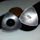 Vintage hopeaa korvakorut musta kivi Sterling - pikkukuva 2