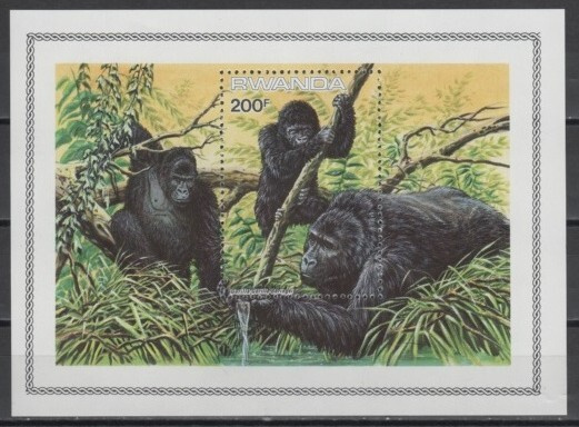 (S0421) RWANDA, 1985 (Gorilla). SS. Block # 103. MNH**