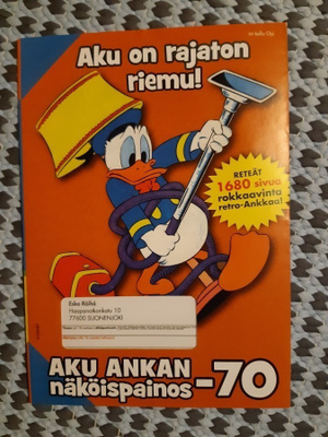 Aku Ankka näköispanos 1970 mainoskuori AVAAMATON!