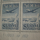 Suomi postimerkit. 300 mk lentokone nelilö v. 1950 - pikkukuva 2