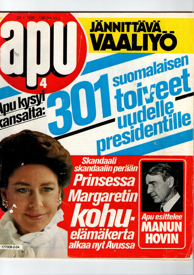 Apu n:o 4 1982 Margaret. Oulunsalo. Manu. Pekka. Sarah. Sini