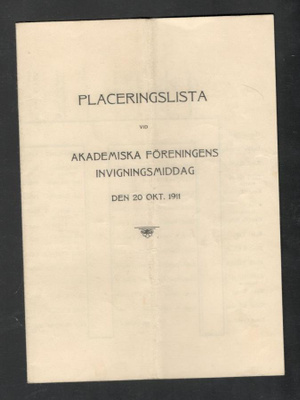 v. 1911 plaseerauslista akateemiseen juhlaan Lundin yliopist
