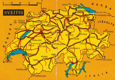 Sveitsi, Raha-avain. Kansallis- Osake -Pankk. Kartta   b421