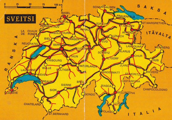 Sveitsi, Raha-avain. Kansallis- Osake -Pankk. Kartta   b421