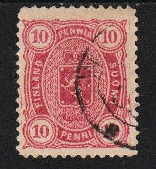 1885 10 pennin Vaakunamerkki leimattuna