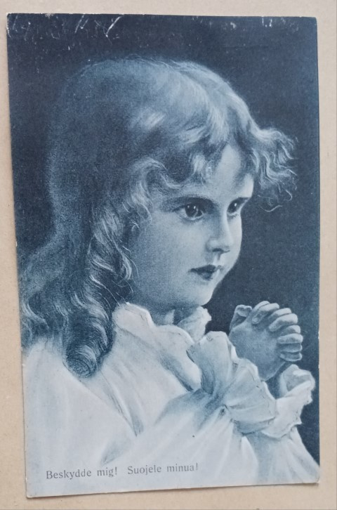 Pikkuleidi rukoilee: "Suojele minua!", sinisävypk, p. 1909