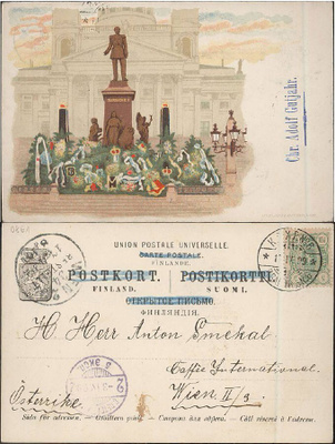 Helsinki 1899 värikortti Itävaltaan