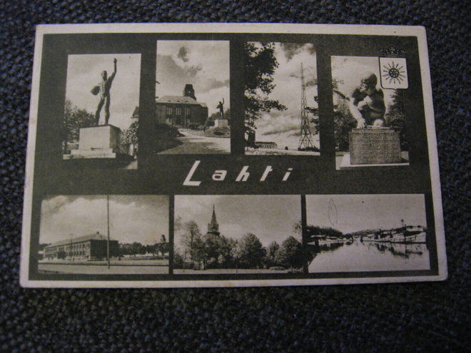 Lahti. v 1942 kenttäpostissa kulkenut monikuvakortti