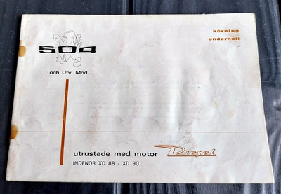 Peugeot 504 diesel ohjekirja  1971 kieli Ruotsi