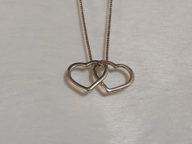 Design Double Heart Hopea riipus kaulakoru MJH 925