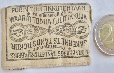 VANHA Tulitikku Etiketti Porin Tehdas 1900-l