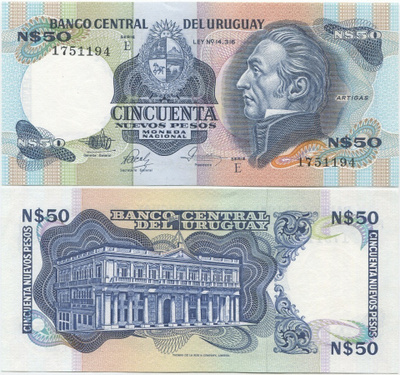Uruguay 50 Nuevos Pesos 1987 (P-61d) UNC