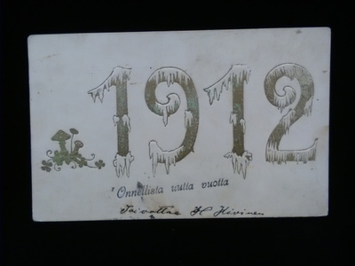 Postikortti Onnellista uutta vuotta 1912