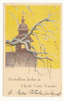 Martta WENDELIN - Kirkon tapuli - vanha kortti