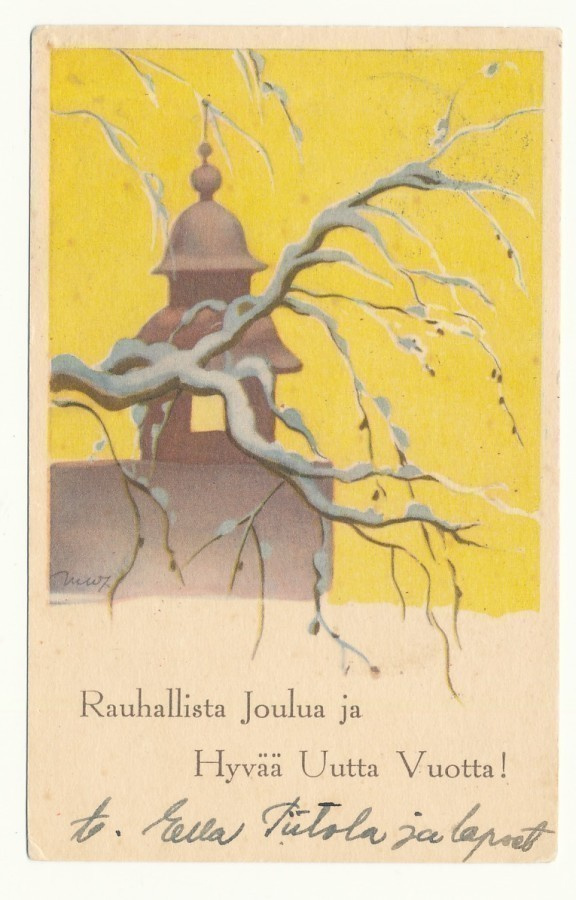 Martta WENDELIN - Kirkon tapuli - vanha kortti