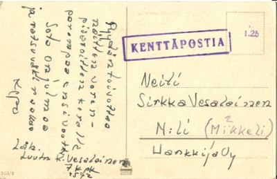 KENTTÄPOSTI 7/4592-MIKKELI+KUVATAIDE 203/6