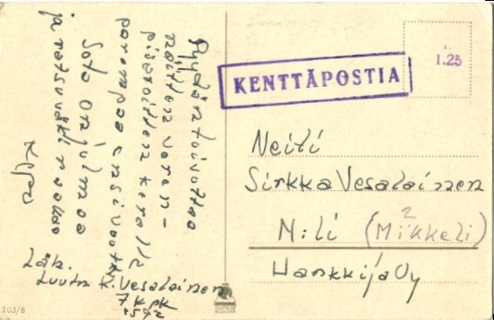 KENTTÄPOSTI 7/4592-MIKKELI+KUVATAIDE 203/6