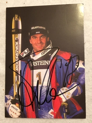 Alberto Tomba nimikirjoitus kortissa