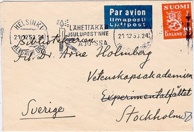M30 1950 12mk punainen lentopainotuote Ruotsiin