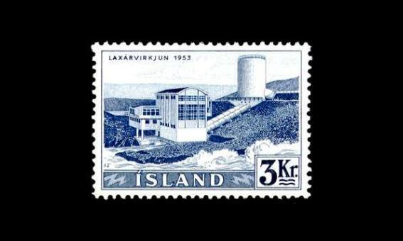 Islanti 309 ** Kraftverk och vattenfall 3 kr (1956)