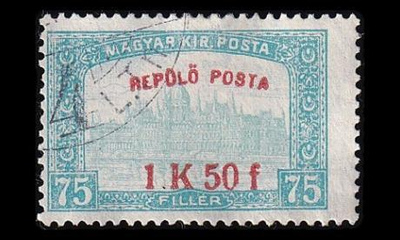 Unkari 210 o Lentoposti 1.50 Kr / 75 f (1918)