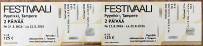 FESTIVAALI -festivaalin kahden päivän paperiliput, 2 kpl