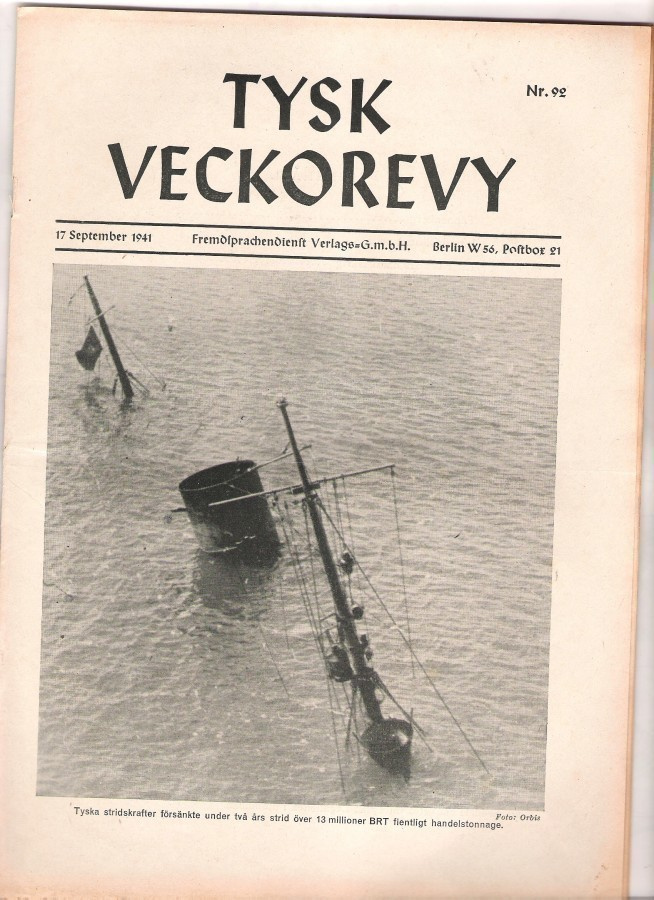 Tysk  Veckorevy, lehdet , 4 kpl. , 1941.