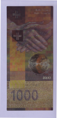 Sveitsi 1000 Francs v.2017 UNC kullattu (muoviseteli)