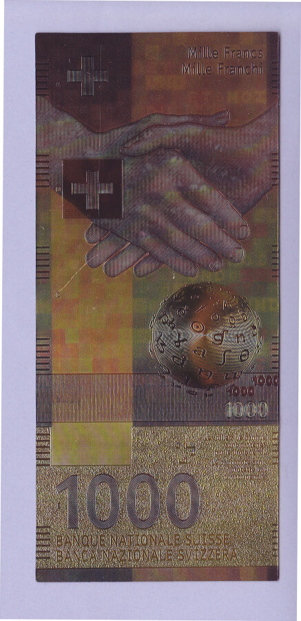 Sveitsi 1000 Francs v.2017 UNC kullattu (muoviseteli)